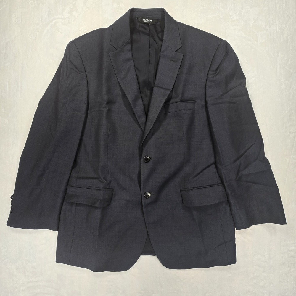 Jos A Bank Traveler Mens 43 Regular Blazer 100% Wool Gray 2 Button Tailored Fit